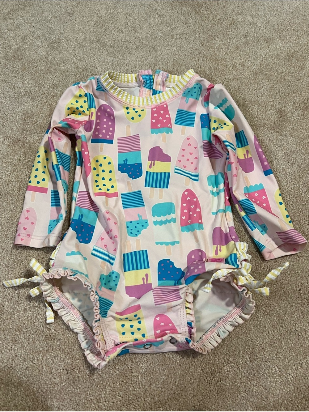 Rufflebutts Popsicle Long Sleeve Swimsuit size 12-18 months